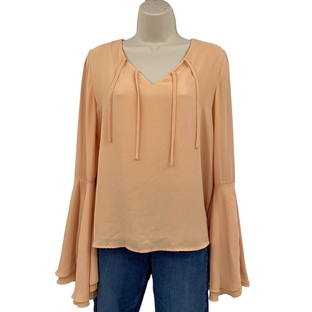 Carmen Marc Valvo Bell Sleeve Blouse Size S - Picture 2 of 8
